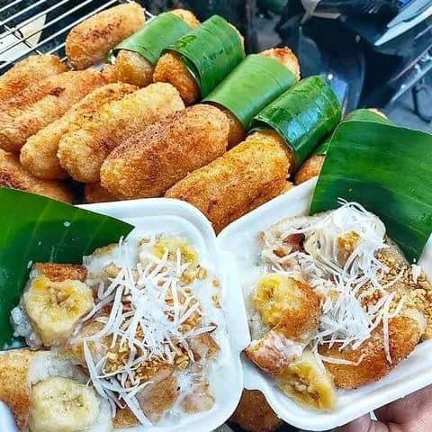 Chuối nếp nướng
